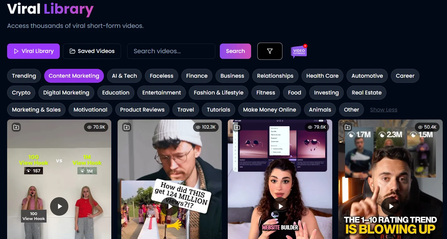 Viral Library - Browse thousands of viral videos across 25+ niches